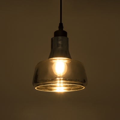 GloboStar® FEMINE 01011 Μοντέρνο Κρεμαστό Φωτιστικό Καμπάνα Σετ Πολύφωτο 4 x E27 IP20 Φιμέ Γυαλί με Μαύρο Μέταλλο - Μ70 x Π70 x Y24.5cm