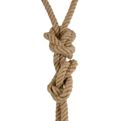 GloboStar® ROPE 01019 Vintage Κρεμαστό Φωτιστικό Ανάρτηση Δίφωτο 2 x E27 IP20 Μπεζ Σχοινί - Μ38 x Π35.5 x Υ200cm