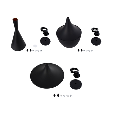 GloboStar® SHANGHAI 01025 Μοντέρνο Κρεμαστό Φωτιστικό Καμπάνα Σετ Τρίφωτο 3 x E27 IP20 Μαύρο & Χρυσό Μέταλλο - Μ79.5 x Π79.5 x Υ38cm