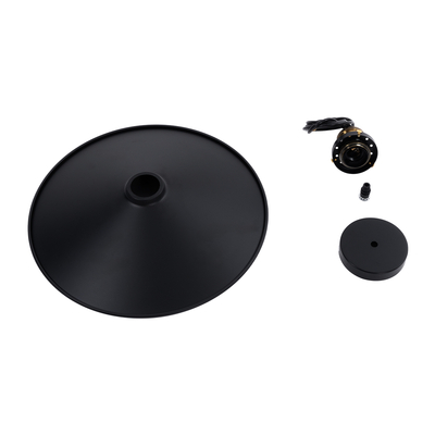 GloboStar® CARAVEL 01042 Vintage Κρεμαστό Φωτιστικό Καμπάνα Μονόφωτο 1 x E27 IP20 Μαύρο & Χρυσό Μέταλλο - Μ36 x Π36 x Υ10cm