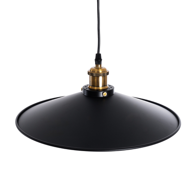 GloboStar® CARAVEL 01042 Vintage Κρεμαστό Φωτιστικό Καμπάνα Μονόφωτο 1 x E27 IP20 Μαύρο & Χρυσό Μέταλλο - Μ36 x Π36 x Υ10cm