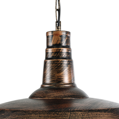 GloboStar® BARN 01045 Vintage Κρεμαστό Φωτιστικό Καμπάνα Μονόφωτο 1 x E27 IP20 Χάλκινο Μέταλλο - Μ46 x Π46 x Υ36cm