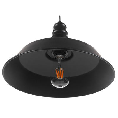 GloboStar® RAY 01049 Vintage Κρεμαστό Φωτιστικό Καμπάνα Μονόφωτο 1 x E27 IP20 Μαύρο Μέταλλο - Μ36 x Π36 x Υ25cm