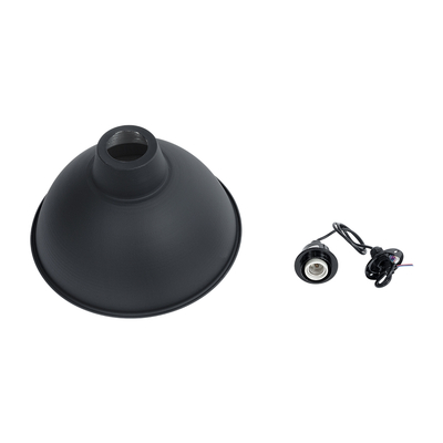 GloboStar® LOUVE 01176 Vintage Κρεμαστό Φωτιστικό Καμπάνα Μονόφωτο 1 x E27 IP20 Μαύρο & Ασημί Μέταλλο - Μ40 x Π40 x Y30cm