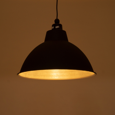 GloboStar® LOUVE 01176 Vintage Κρεμαστό Φωτιστικό Καμπάνα Μονόφωτο 1 x E27 IP20 Μαύρο & Ασημί Μέταλλο - Μ40 x Π40 x Y30cm