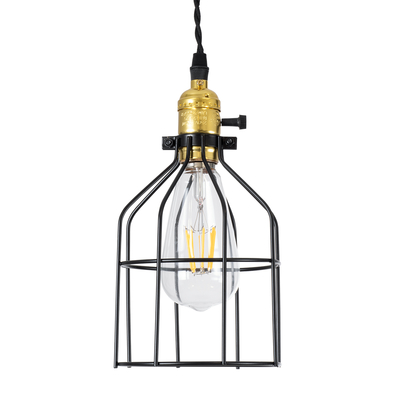 GloboStar® GALOT 01179 Vintage Κρεμαστό Φωτιστικό Πλέγμα Μονόφωτο 1 x E27 IP20 Μαύρο & Χρυσό Μέταλλο - Μ13.5 x Π13.5 x Y16cm