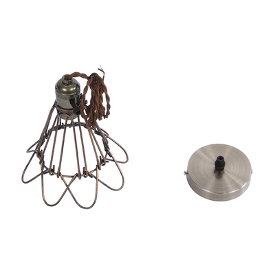 GloboStar® FLOWERON 01180 Vintage Κρεμαστό Φωτιστικό Πλέγμα Μονόφωτο 1 x E27 IP20 Χάλκινο & Μπρούτζινο Μέταλλο - Μ10 x Π10 x Y20cm