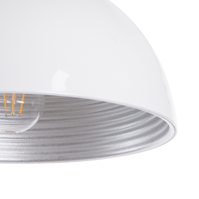 GloboStar® CHIME 01030 Μοντέρνο Κρεμαστό Φωτιστικό Καμπάνα Μονόφωτο 1 x E27 IP20 Λευκό Μέταλλο - Μ30 x Π30 x Υ16cm