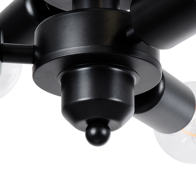 GloboStar® DELIR 01035 Μοντέρνο Φωτιστικό Οροφής Πλέγμα Πολύφωτο 9 x E27 IP20 Μαύρο Μέταλλο - Μ24 x Π24 x Υ23cm