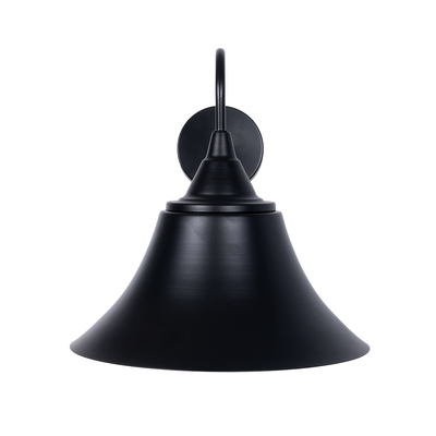 GloboStar® BELL 01038 Vintage Επιτοίχιο Φωτιστικό Απλίκα Μονόφωτο 1 x E27 IP20 Μαύρο Μέταλλο - Μ35 x Π28.5 x Υ30cm
