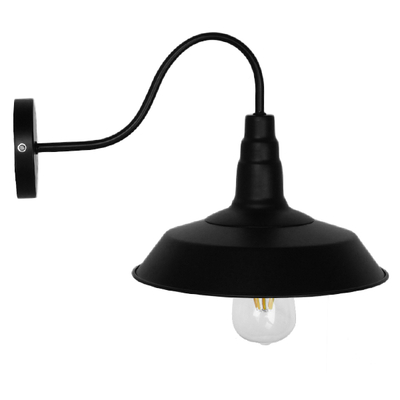 GloboStar® SORD 01065 Vintage Επιτοίχιο Φωτιστικό Απλίκα Μονόφωτο 1 x E27 IP20 Μαύρο Μέταλλο Μ26 x Π37 x Υ32cm