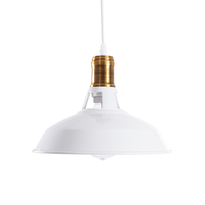 GloboStar® ANER 01072 Vintage Κρεμαστό Φωτιστικό Καμπάνα Μονόφωτο 1 x E27 IP20 Λευκό & Χρυσό Μέταλλο - Μ27.5 x Π27.5 x Υ19cm