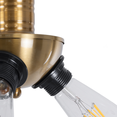 GloboStar® COPPER 01076 Vintage Κρεμαστό Φωτιστικό Ανάρτηση Τρίφωτο 3 x E27 IP20 Χρυσό Μέταλλο με Μαύρο Πλαστικό - Μ14 x Π14 x Υ13cm