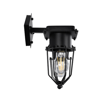 GloboStar® TORO 01079 Vintage Επιτοίχιο Φωτιστικό Απλίκα Δίφωτο 2 x E27 IP20 Μαύρο Μέταλλο - Μ44 x Π33 x Υ21cm