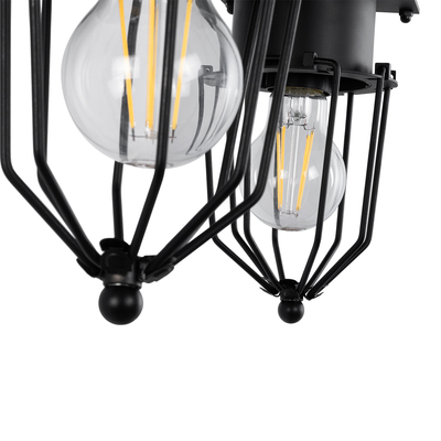 GloboStar® TORO 01079 Vintage Επιτοίχιο Φωτιστικό Απλίκα Δίφωτο 2 x E27 IP20 Μαύρο Μέταλλο - Μ44 x Π33 x Υ21cm