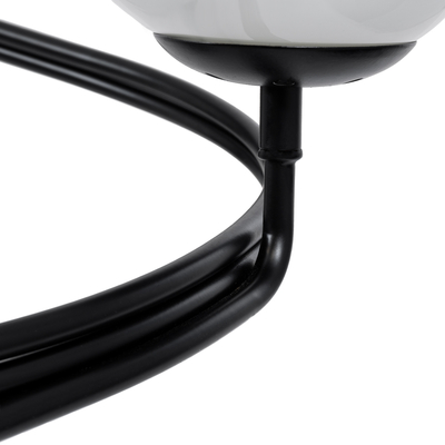 GloboStar® SELINA 01089 Μοντέρνο Φωτιστικό Οροφής Μπάλα Τρίφωτο 3 x E27 IP20 Μαύρο Μέταλλο με Λευκό Γυαλί - Μ60 x Π60 x Υ45cm