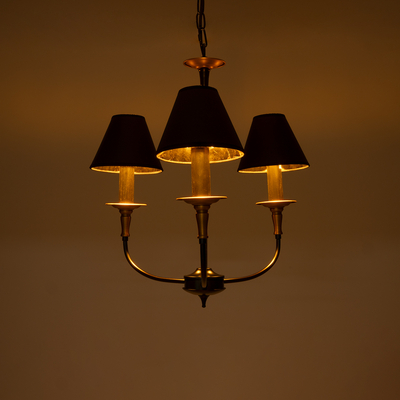 GloboStar® LIMI 01091 Vintage Κρεμαστό Φωτιστικό Καπέλο Τρίφωτο 3 x E14 IP20 Μαύρο & Χρυσό Μέταλλο με Μαύρο Ύφασμα - Μ55 x Π55 x Υ55cm