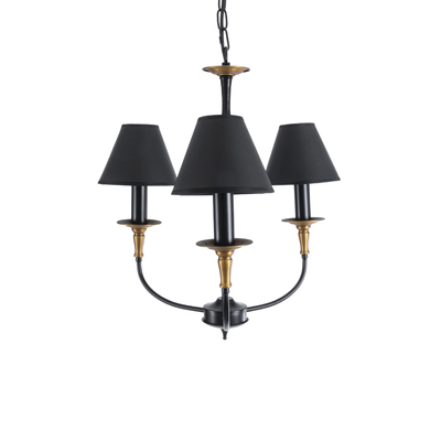 GloboStar® LIMI 01091 Vintage Κρεμαστό Φωτιστικό Καπέλο Τρίφωτο 3 x E14 IP20 Μαύρο & Χρυσό Μέταλλο με Μαύρο Ύφασμα - Μ55 x Π55 x Υ55cm