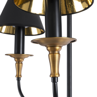 GloboStar® LIMI 01091 Vintage Κρεμαστό Φωτιστικό Καπέλο Τρίφωτο 3 x E14 IP20 Μαύρο & Χρυσό Μέταλλο με Μαύρο Ύφασμα - Μ55 x Π55 x Υ55cm
