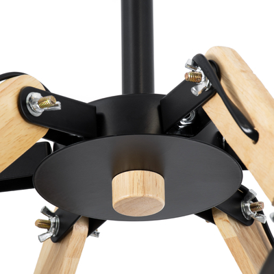 GloboStar® OLD SCHOOL 01094 Μοντέρνο Φωτιστικό Οροφής Καμπάνα Πολύφωτο 6 x E27 IP20 Μαύρο Μέταλλο με Μπεζ Ξύλο - Μ75 x Π75 x Υ40cm