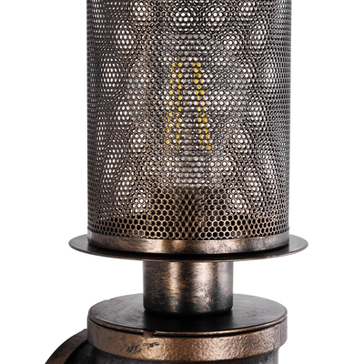 GloboStar® RAZA 01105 Vintage Επιτοίχιο Φωτιστικό Απλίκα Μονόφωτο 1 x E27 IP20 Χάλκινο Μέταλλο - Μ13 x Π12 x Υ38cm