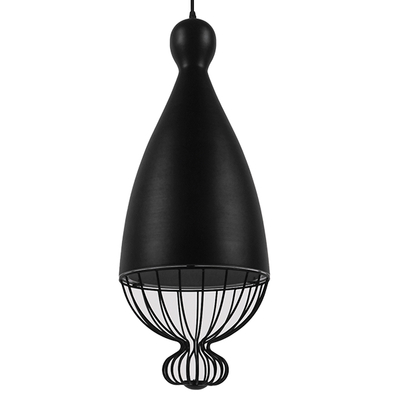 GloboStar® CARNEL 01106 Vintage Κρεμαστό Φωτιστικό Πλέγμα Μονόφωτο 1 x E27 IP20 Μαύρο Μέταλλο - Μ26 x Π26 x Υ70cm