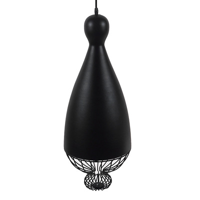 GloboStar® CARNEL 01106 Vintage Κρεμαστό Φωτιστικό Πλέγμα Μονόφωτο 1 x E27 IP20 Μαύρο Μέταλλο - Μ26 x Π26 x Υ70cm