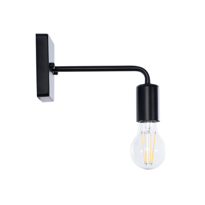 GloboStar® MISSAM 01119 Vintage Επιτοίχιο Φωτιστικό Απλίκα Μονόφωτο 1 x E27 IP20 Μαύρο Μέταλλο - Μ14 x Π20 x Υ10cm