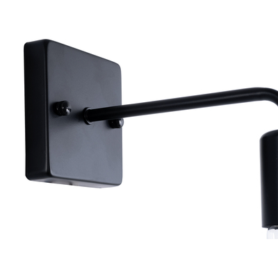 GloboStar® MISSAM 01119 Vintage Επιτοίχιο Φωτιστικό Απλίκα Μονόφωτο 1 x E27 IP20 Μαύρο Μέταλλο - Μ14 x Π20 x Υ10cm