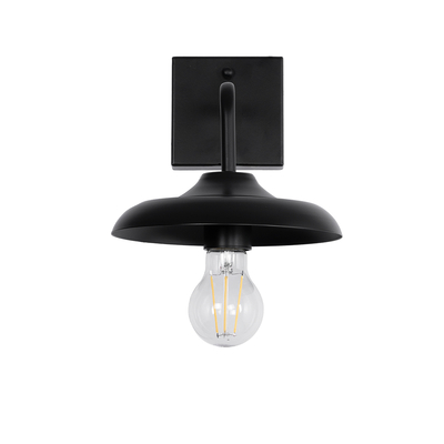 GloboStar® PHIA 01122 Vintage Επιτοίχιο Φωτιστικό Απλίκα Μονόφωτο 1 x E27 IP20 Μαύρο Μέταλλο - Μ18.5 x Π29 x Υ18cm