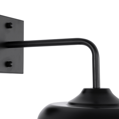 GloboStar® PHIA 01122 Vintage Επιτοίχιο Φωτιστικό Απλίκα Μονόφωτο 1 x E27 IP20 Μαύρο Μέταλλο - Μ18.5 x Π29 x Υ18cm