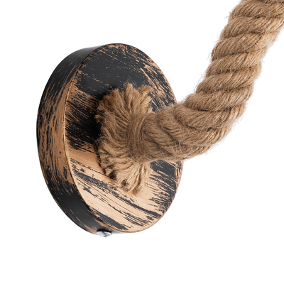 GloboStar® SADON 01126 Vintage Επιτοίχιο Φωτιστικό Απλίκα Μονόφωτο 1 x E27 IP20 Χάλκινο Μέταλλο με Μπεζ Σχοινί - Μ10 x Π22 x Υ15cm