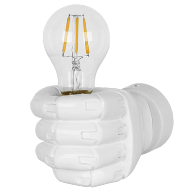 GloboStar® FIST 01137 Μοντέρνο Επιτοίχιο Φωτιστικό Απλίκα Μονόφωτο 1 x E27 IP20 Λευκό Γύψο - Μ15 x Π10 x Υ10cm