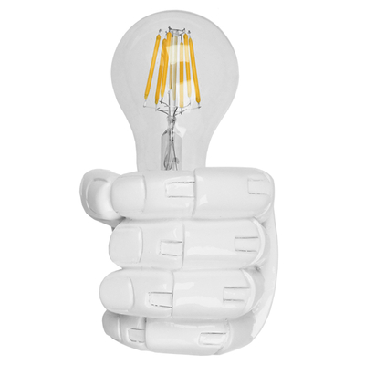 GloboStar® FIST 01137 Μοντέρνο Επιτοίχιο Φωτιστικό Απλίκα Μονόφωτο 1 x E27 IP20 Λευκό Γύψο - Μ15 x Π10 x Υ10cm