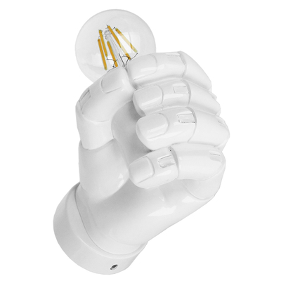 GloboStar® FIST 01137 Μοντέρνο Επιτοίχιο Φωτιστικό Απλίκα Μονόφωτο 1 x E27 IP20 Λευκό Γύψο - Μ15 x Π10 x Υ10cm