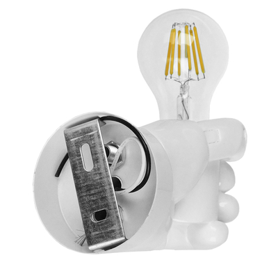 GloboStar® FIST 01137 Μοντέρνο Επιτοίχιο Φωτιστικό Απλίκα Μονόφωτο 1 x E27 IP20 Λευκό Γύψο - Μ15 x Π10 x Υ10cm