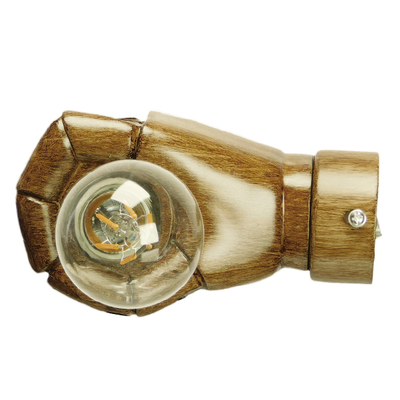 GloboStar® FIST 01138 Μοντέρνο Επιτοίχιο Φωτιστικό Απλίκα Μονόφωτο 1 x E27 IP20 Καφέ Γύψο - Μ15 x Π10 x Υ10cm