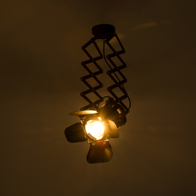 GloboStar® BROADWAY 01140 Vintage Φωτιστικό Οροφής Πλέγμα Μονόφωτο 1 x E27 IP20 Μαύρο Μέταλλο - Μ28 x Π25 x Υ100cm