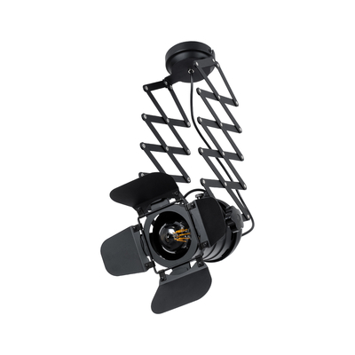 GloboStar® BROADWAY 01140 Vintage Φωτιστικό Οροφής Πλέγμα Μονόφωτο 1 x E27 IP20 Μαύρο Μέταλλο - Μ28 x Π25 x Υ100cm