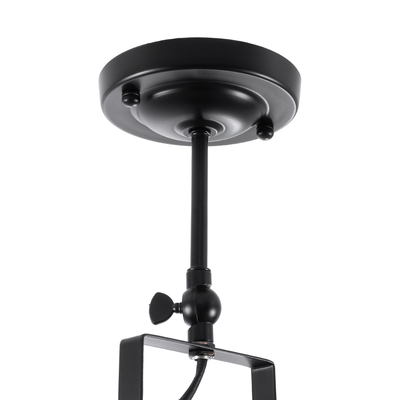 GloboStar® HOLLYWOOD 01153 Vintage Φωτιστικό Οροφής Ράγα Μονόφωτο 1 x E27 IP20 Μαύρο Μέταλλο - Μ8.5 x Π8.5 x Υ35cm