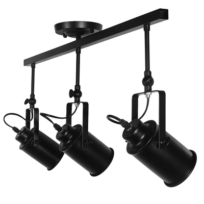 GloboStar® HOLLYWOOD 01155 Vintage Φωτιστικό Οροφής Ράγα Τρίφωτο 3 x E27 IP20 Μαύρο Μέταλλο - Μ13 x Π78 x Υ38cm