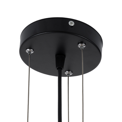 GloboStar® MELISSA 01158 Vintage Κρεμαστό Φωτιστικό Ανάρτηση Μονόφωτο 1 x E27 IP20 Μαύρο Μέταλλο με Μπεζ Σχοινί - Μ48 x Π48 x Υ73cm