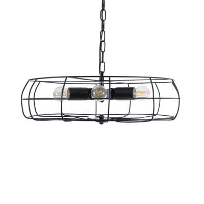 GloboStar® HELIX 01164 Vintage Κρεμαστό Φωτιστικό Πλέγμα Πολύφωτο 5 x E27 IP20 Μαύρο Μέταλλο - Μ48 x Π48 x Υ12cm