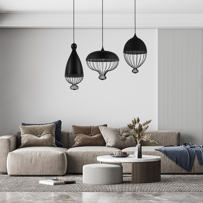 GloboStar® SOBRINO 01108 Vintage Κρεμαστό Φωτιστικό Πλέγμα Μονόφωτο 1 x E27 IP20 Μαύρο Μέταλλο - Μ46 x Π46 x Υ50cm