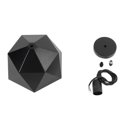 GloboStar® HEXAGON 01194 Μοντέρνο Κρεμαστό Φωτιστικό Καμπάνα Μονόφωτο 1 x E27 IP20 Μαύρο & Χρυσό Μέταλλο - Μ25 x Π25 x Υ15cm