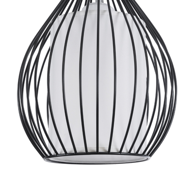 GloboStar® REA 01197 Μοντέρνο Κρεμαστό Φωτιστικό Πλέγμα Μονόφωτο 1 x E27 IP20 Μαύρο Μέταλλο με Λευκό Ύφασμα - Μ21 x Π21 x Υ40cm
