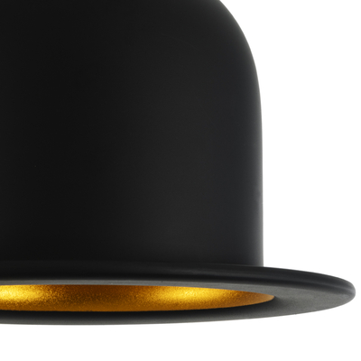 GloboStar® CHARLO 01214 Vintage Κρεμαστό Φωτιστικό Καμπάνα Μονόφωτο 1 x E27 IP20 Μαύρο & Χρυσό Μέταλλο - Μ26 x Π26 x Υ16cm