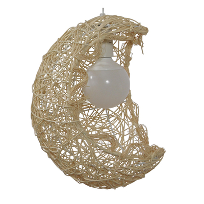 GloboStar® CRESCENT 01222 Vintage Κρεμαστό Φωτιστικό Φιγούρα Μονόφωτο 1 x E27 IP20 Μπεζ Σχοινί - Μ30 x Π20 x Υ35cm