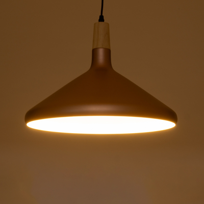 GloboStar® FERCLA 01223 Μοντέρνο Κρεμαστό Φωτιστικό Καμπάνα Μονόφωτο 1 x E27 IP20 Χάλκινο & Λευκό Μέταλλο - Μ40 x Π40 x Υ30cm