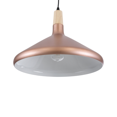 GloboStar® FERCLA 01223 Μοντέρνο Κρεμαστό Φωτιστικό Καμπάνα Μονόφωτο 1 x E27 IP20 Χάλκινο & Λευκό Μέταλλο - Μ40 x Π40 x Υ30cm